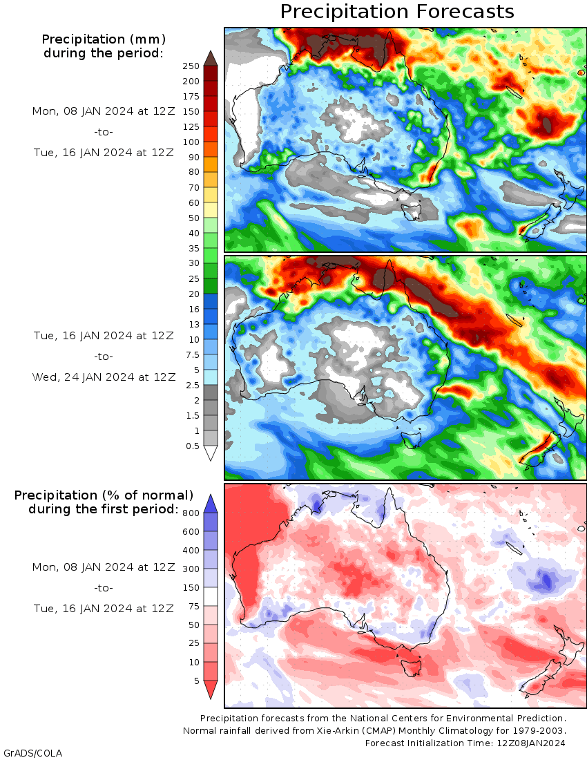 Weekly rainfall update + rainfall outlook 10 January 2024 Sheep Central